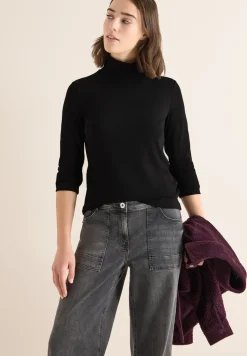 Shirt met lange mouwen en geribde textuur