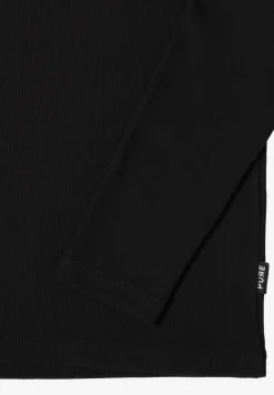 Shirt met lange mouwen en geribde textuur