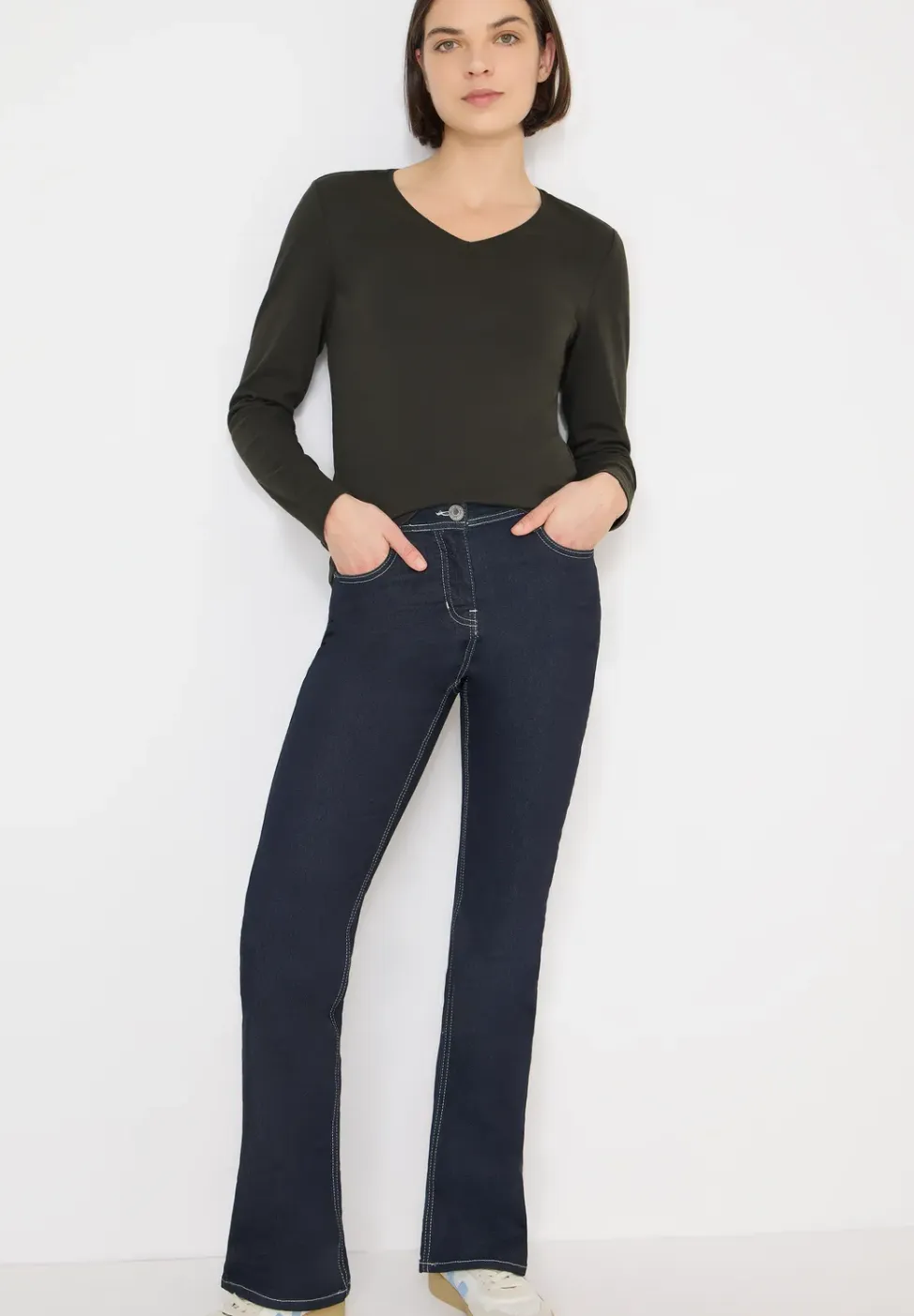 Shirt met lange mouwen en V-hals