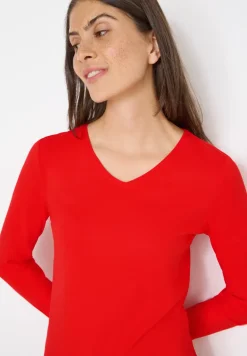 Shirt met lange mouwen en V-hals