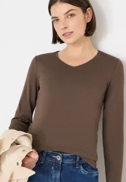 Shirt met lange mouwen en V-hals