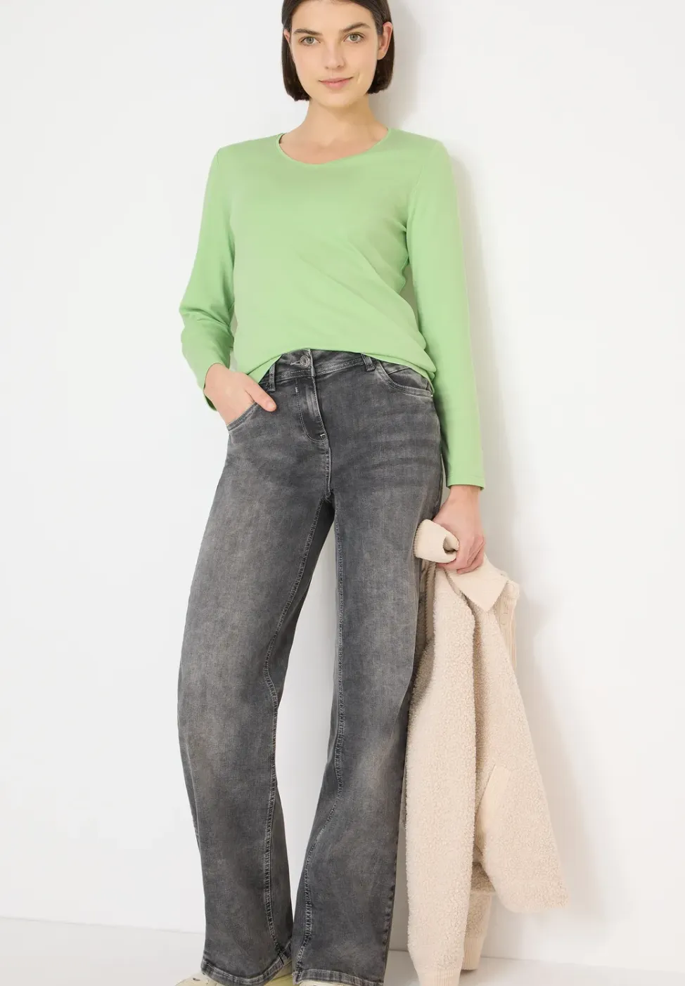 Shirt met lange mouwen en V-hals