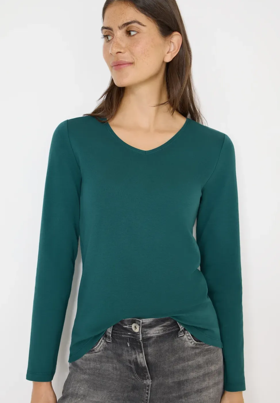 Shirt met lange mouwen en V-hals