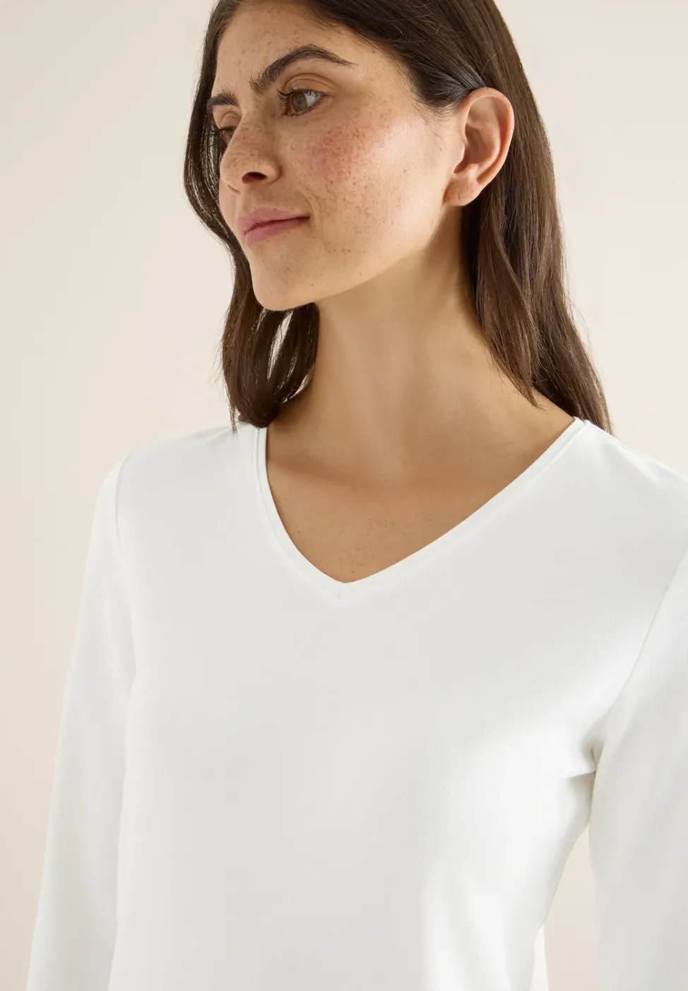 Shirt met lange mouwen en V-hals