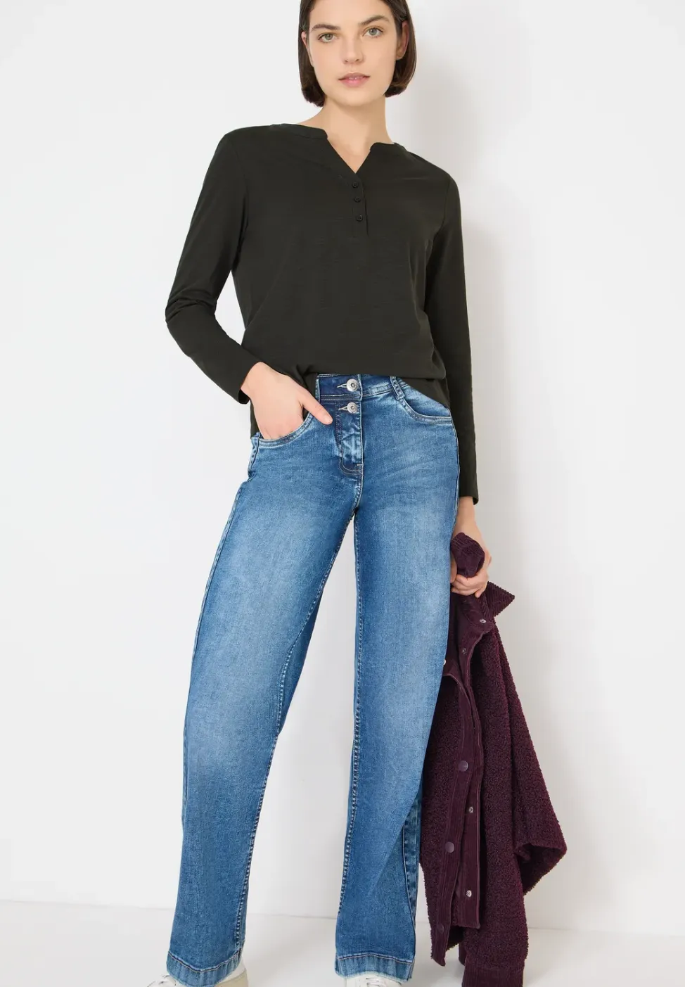 Shirt met lange mouwen met gespleten hals