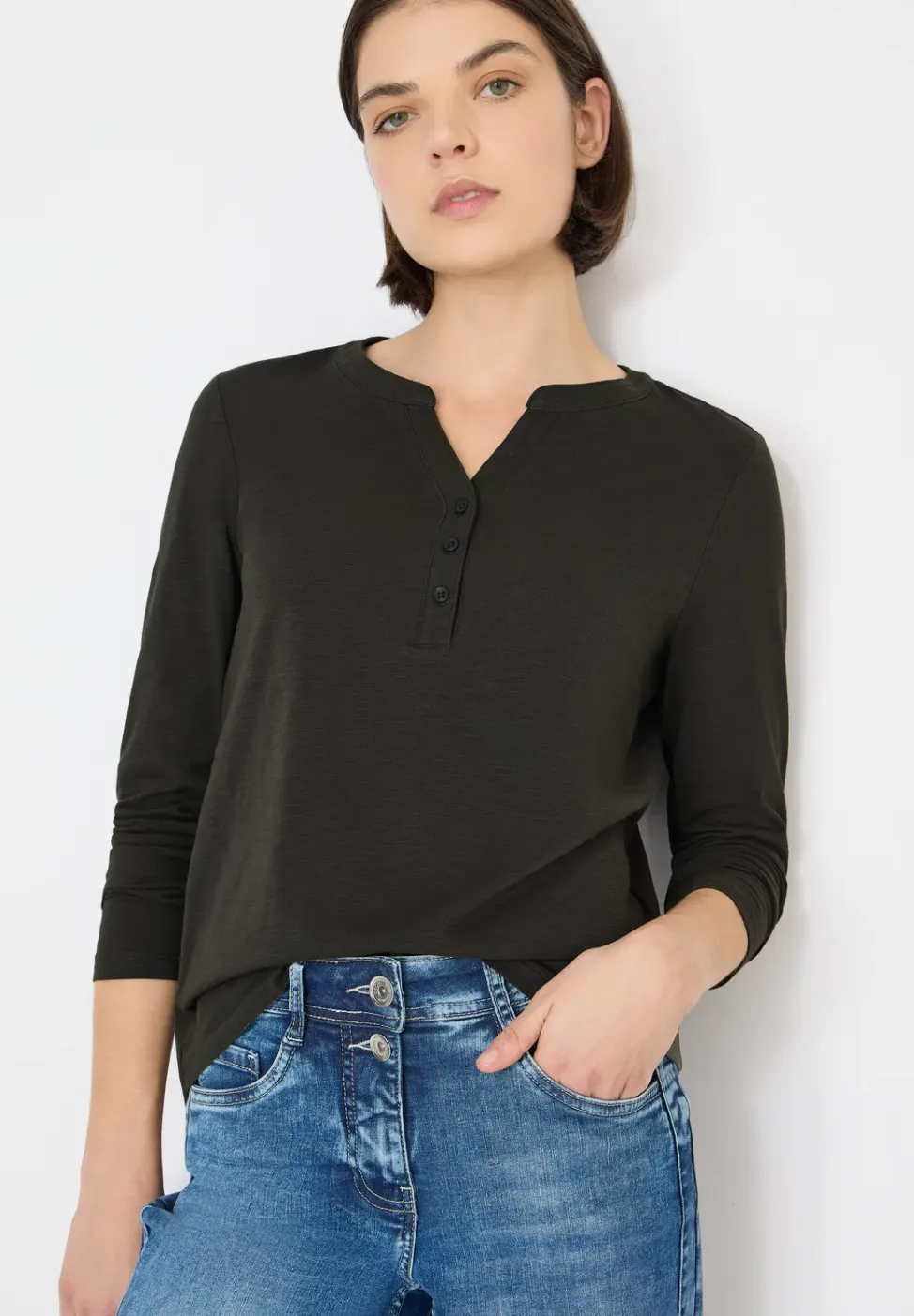 Shirt met lange mouwen met gespleten hals