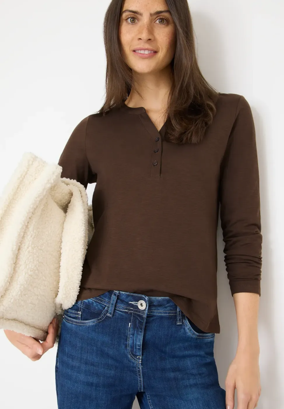 Shirt met lange mouwen met gespleten hals