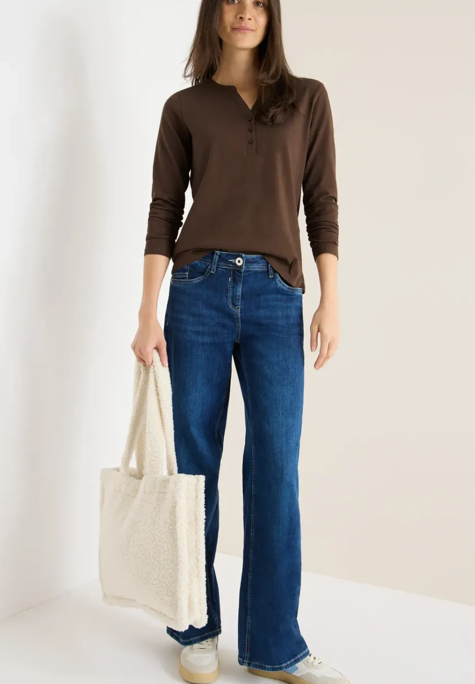 Shirt met lange mouwen met gespleten hals