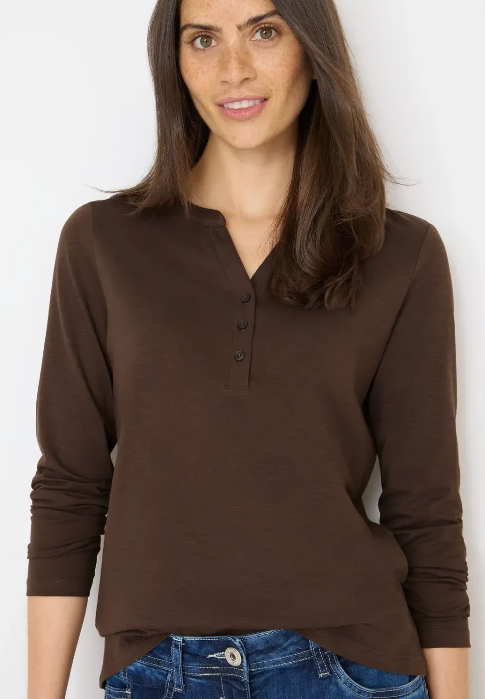 Shirt met lange mouwen met gespleten hals