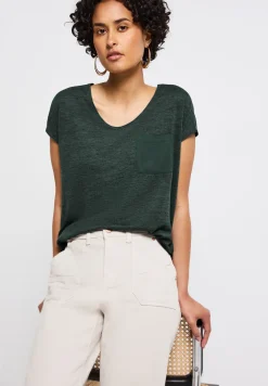 Shirt met linnen look