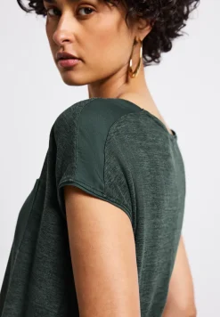 Shirt met linnen look
