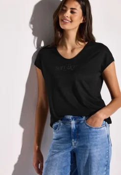 Shirt met linnen look