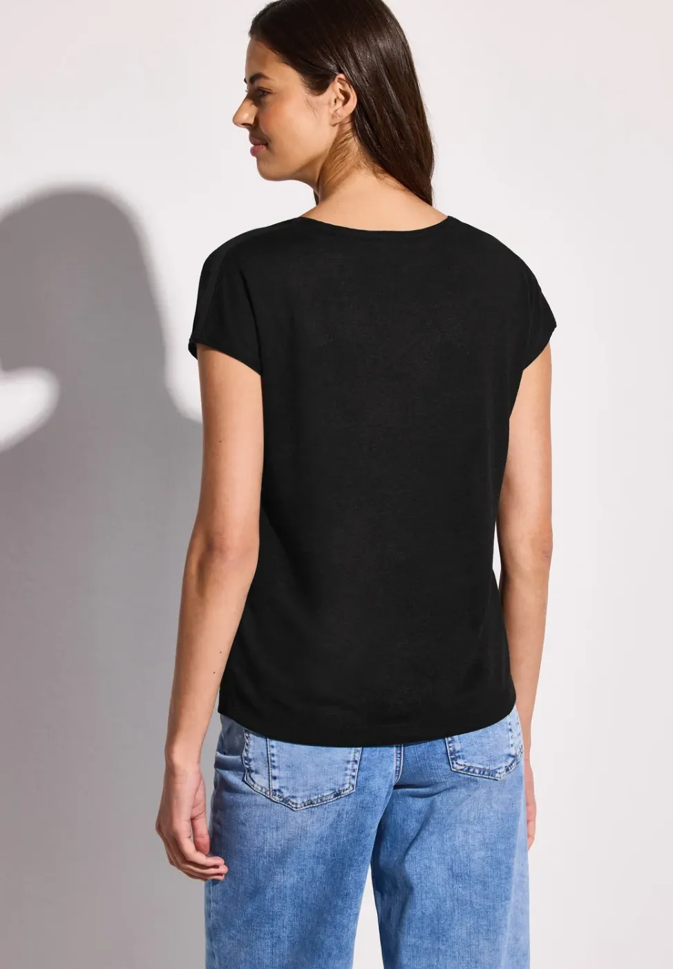 Shirt met linnen look