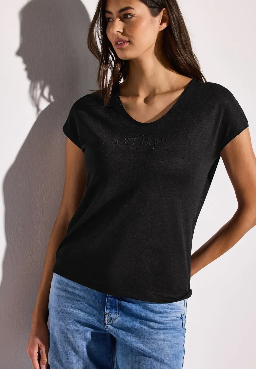 Shirt met linnen look