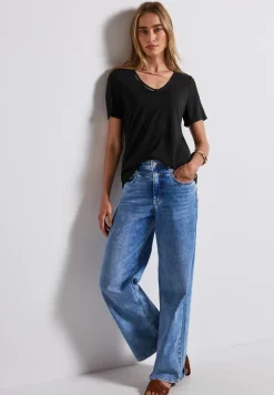 Shirt met linnen look