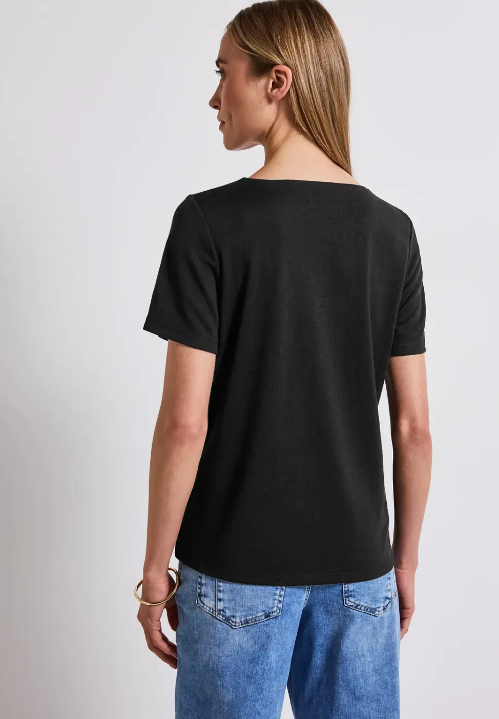 Shirt met linnen look