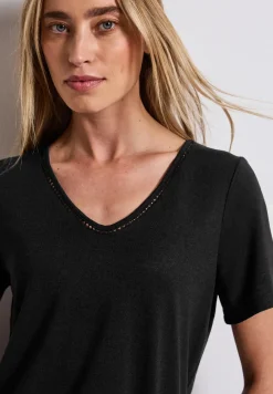 Shirt met linnen look
