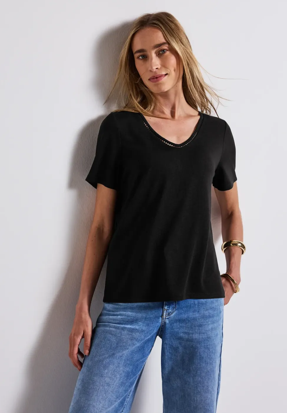 Shirt met linnen look