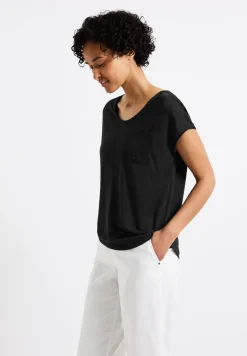 Shirt met linnen look