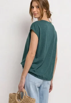 Shirt met losse schouders en gespleten hals