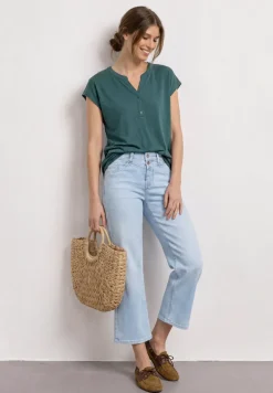 Shirt met losse schouders en gespleten hals