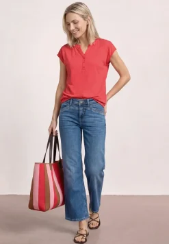 Shirt met losse schouders en gespleten hals