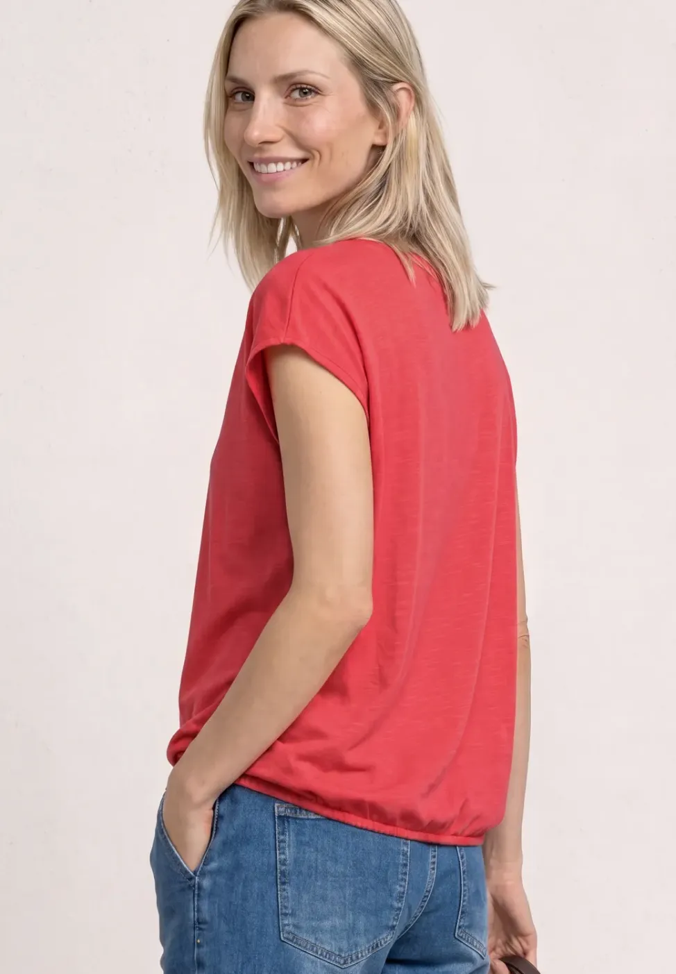 Shirt met losse schouders en gespleten hals