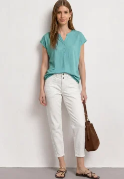 Shirt met losse schouders en gespleten hals