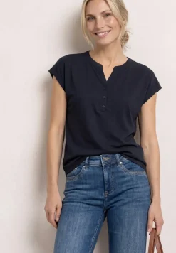 Shirt met losse schouders en gespleten hals