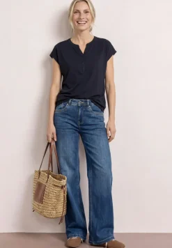 Shirt met losse schouders en gespleten hals