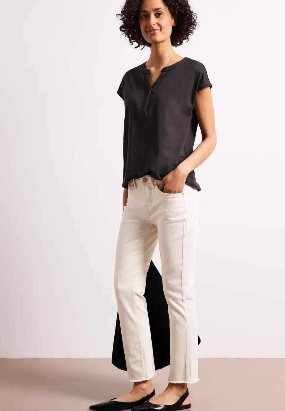 Shirt met losse schouders en gespleten hals