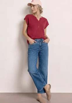Shirt met losse schouders en gespleten hals
