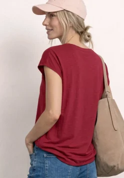 Shirt met losse schouders en gespleten hals
