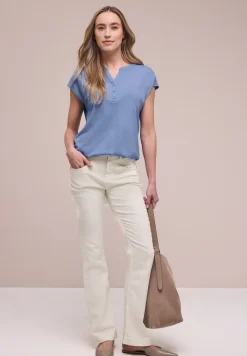 Shirt met losse schouders en gespleten hals