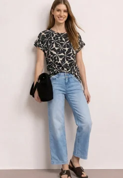 Shirt met losse schouders en patroon