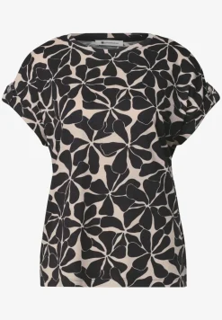 Shirt met losse schouders en patroon