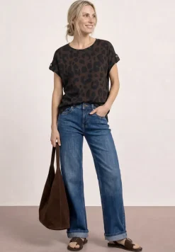 Shirt met losse schouders en patroon