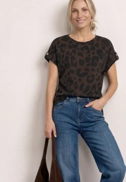 Shirt met losse schouders en patroon