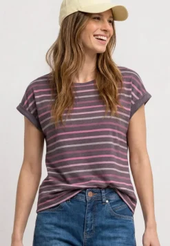 Shirt met losse schouders en strepen