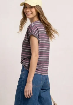 Shirt met losse schouders en strepen