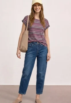 Shirt met losse schouders en strepen