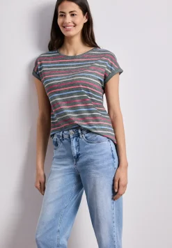 Shirt met losse schouders en strepen