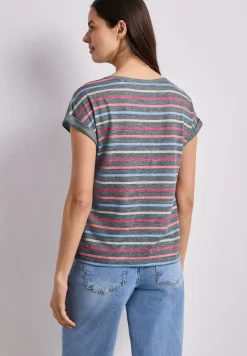 Shirt met losse schouders en strepen