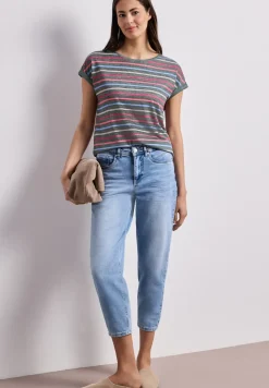 Shirt met losse schouders en strepen