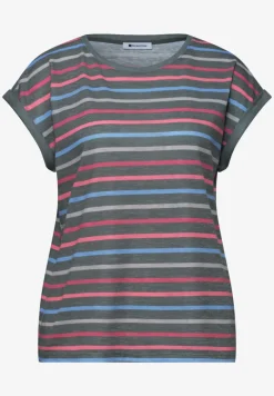 Shirt met losse schouders en strepen