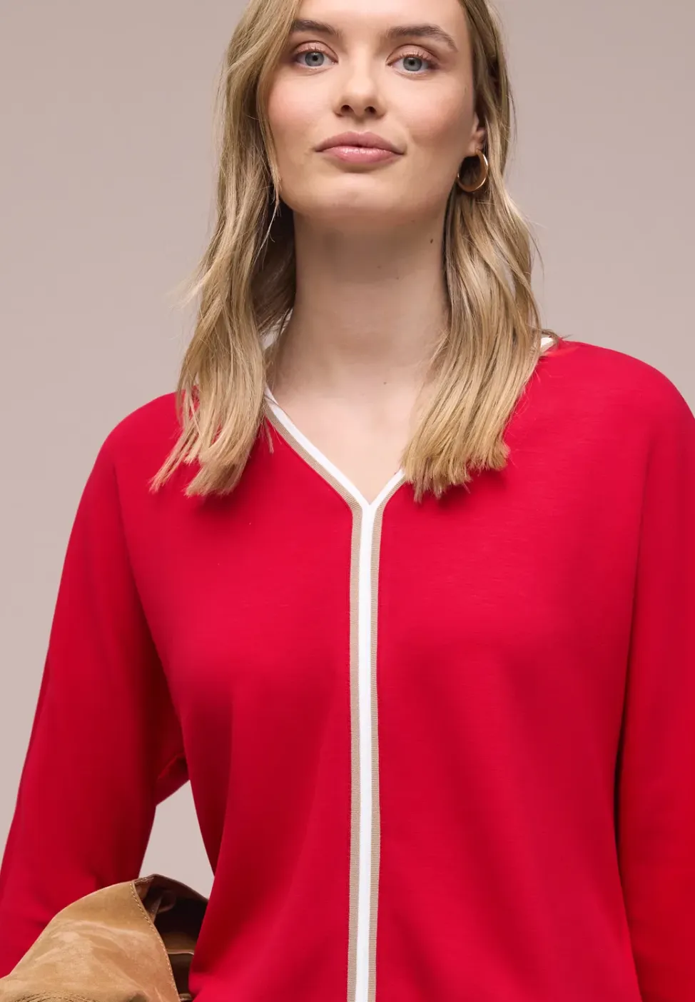 Shirt met 3/4 mouwen en contrasterende details