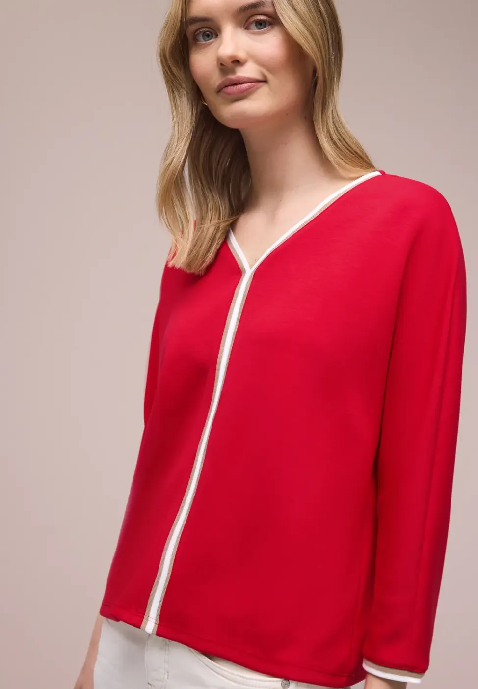Shirt met 3/4 mouwen en contrasterende details