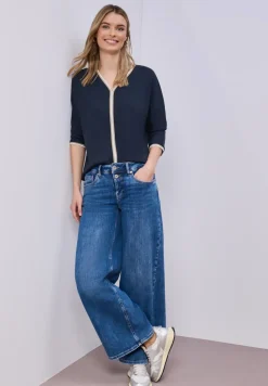 Shirt met 3/4 mouwen en contrasterende details