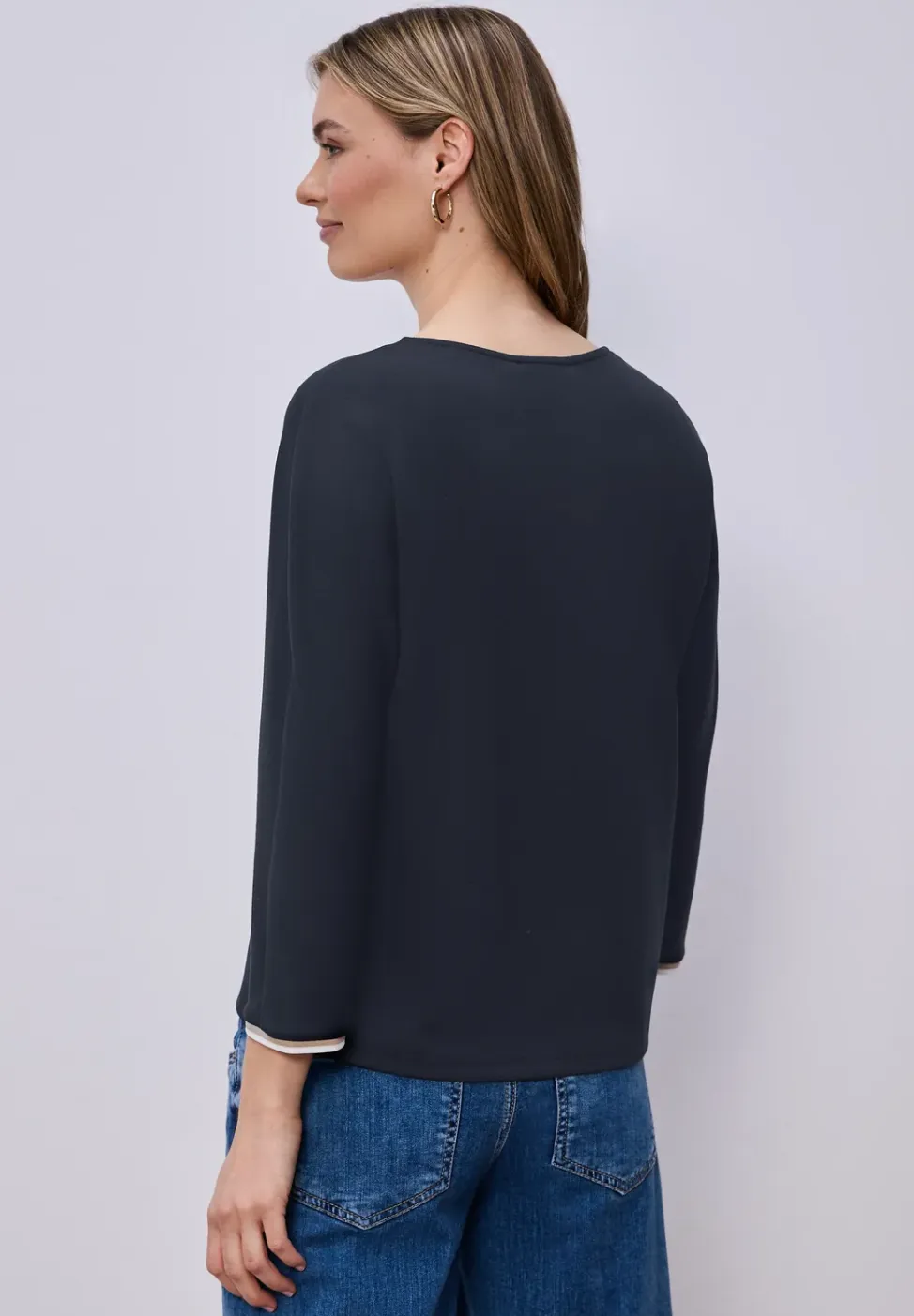 Shirt met 3/4 mouwen en contrasterende details