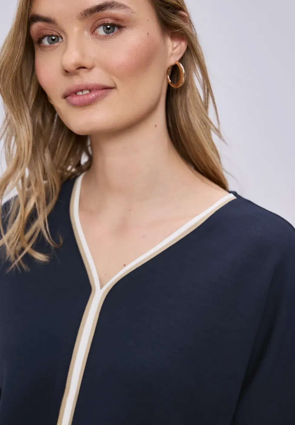 Shirt met 3/4 mouwen en contrasterende details